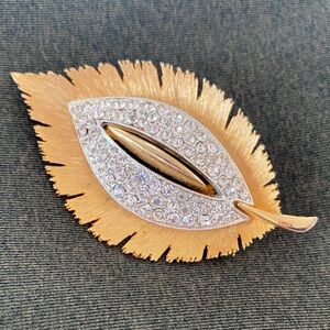 Elegant Gold and Silver Leaf Brooch
